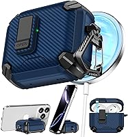 Vista 30 de Funda compatible con AirPods Pro 2ª/1ª, bloqueo automático magnético con soporte para teléfono y kit de limpieza, compatible con funda Magsafe