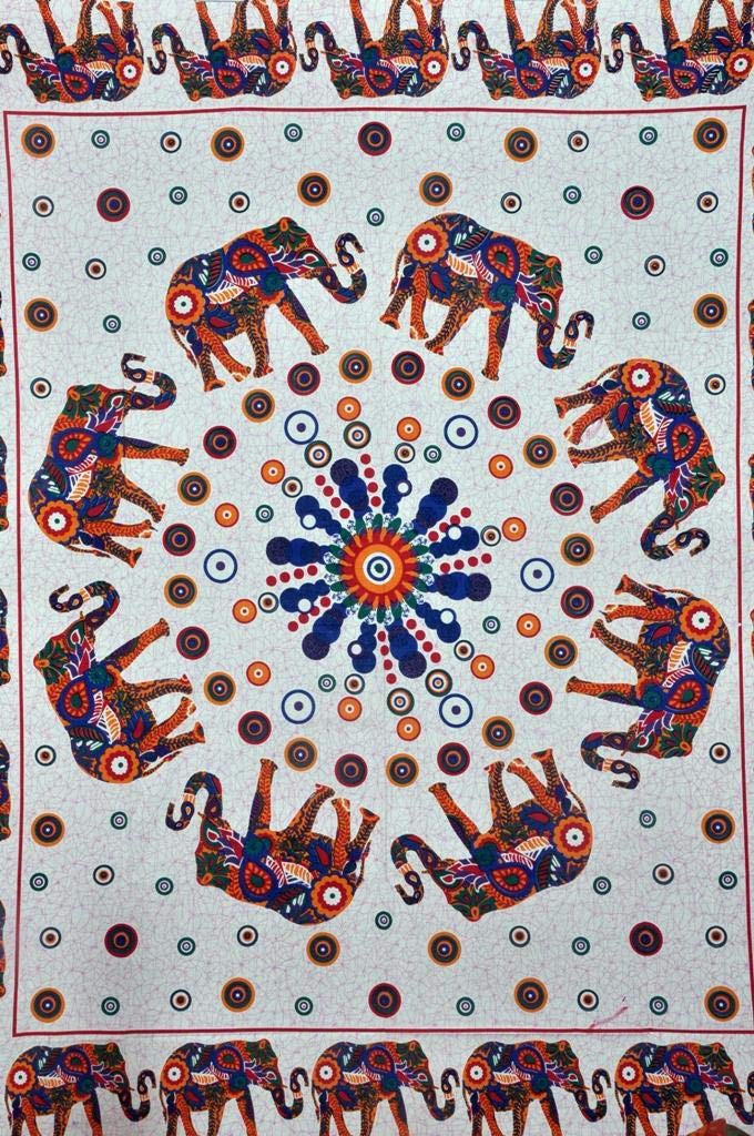 NidhiCotton Queen Size Animal Print Pattern,White - Beach Blankets