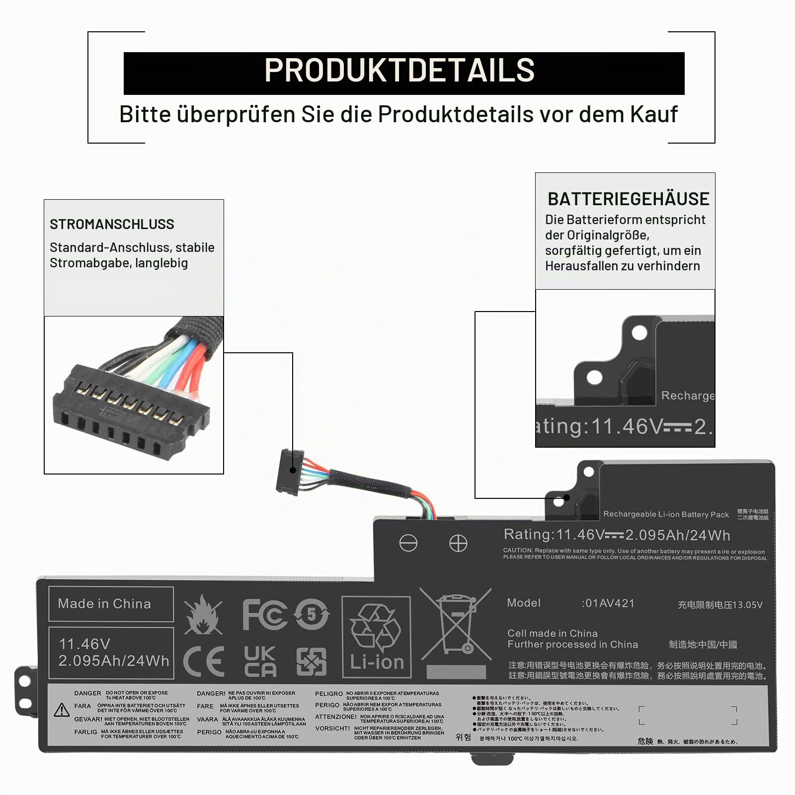 ASUNCELL 11.46V/24Wh 01AV421 Laptop-Akku für Lenovo ThinkPad T470 T480 A475 A485 TP25 (Anniversary Edition 25) Series, 01AV421 01AV419 01AV420 01AV489 SB10K97576 SB10K97577 SB10K97578