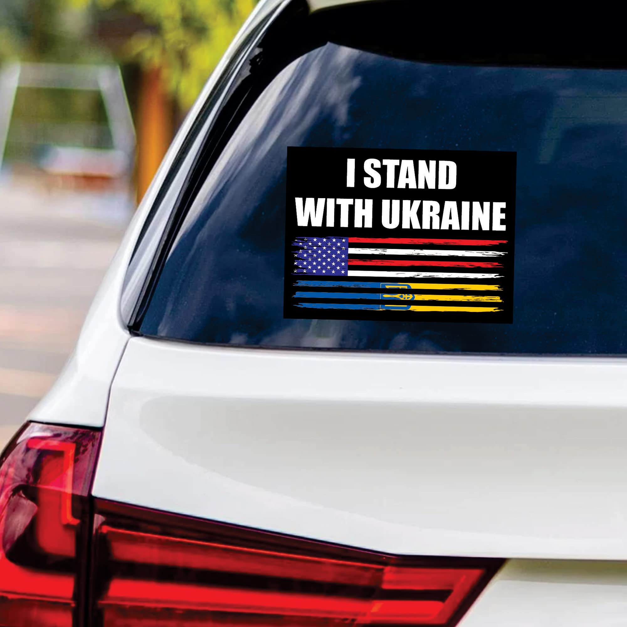 IQGVB I Stand with Ukraine Sticker Vinyl Decal - We Stand with Ukraine Vinyl Sticker, Support Ukraine, Ukrainian Flag Bumper Sticker, VP320-6*4.5inch C Multicolor 4X-Large