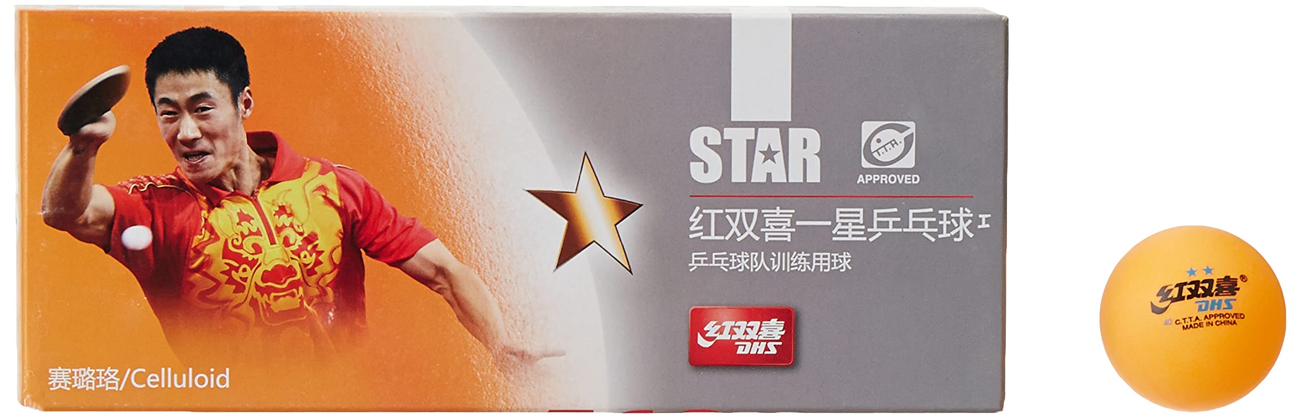 DHS TT Ball 40MM 1 Star Orange (10 Pcs Box) 50 PCS with SMART PRO TT Special Cover Speed Navy 3