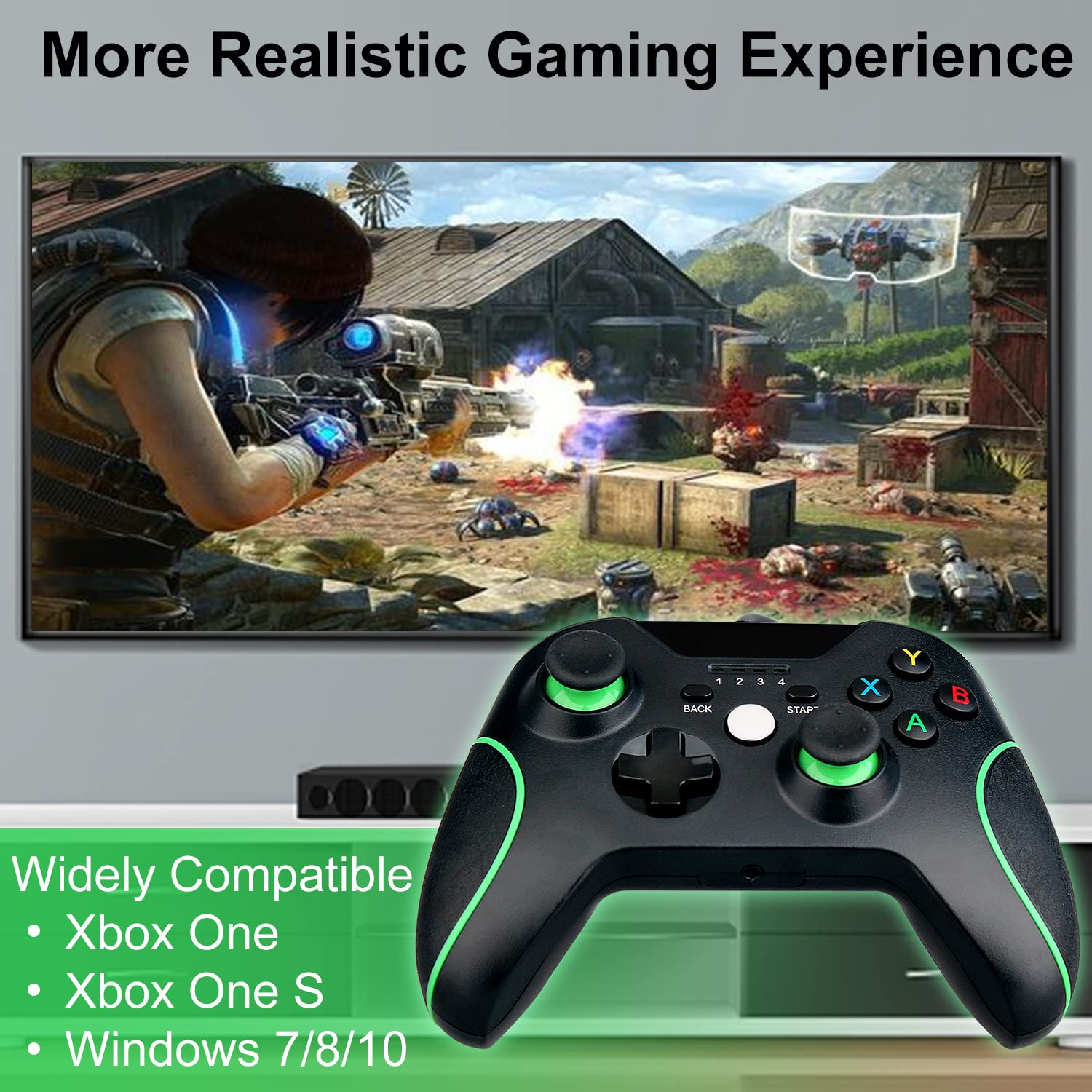 OSTENT Controller USB cablato Joystick Gamepad per Microsoft Xbox One/Xbox One S/PC portatile Windows Colore nero