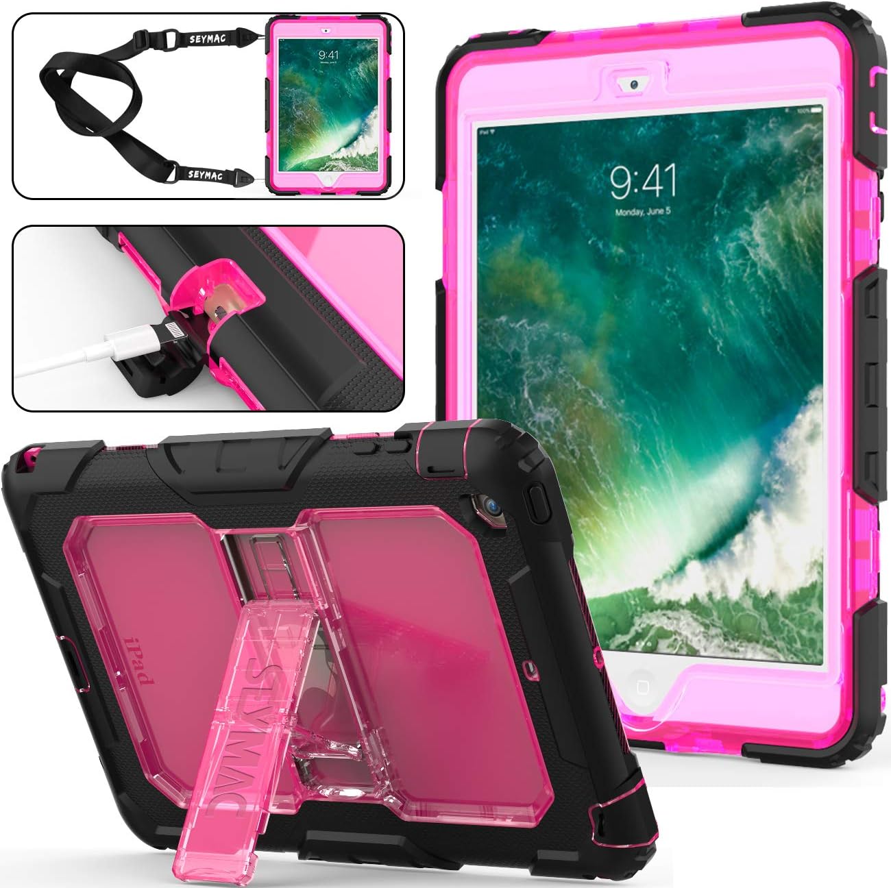 SEYMAC stock Case for iPad Mini 1/2/ 3 (Rose/Black)