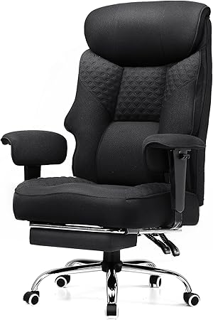 GTRACING Big and Tall Office Chair 400LBS Wide Ergonomic Fabric Deluxe Embossing Designed Gaming Chair with Foot Rest,150°Reclining Adjustable Armrests Pocket Spring Back Support and Pillow