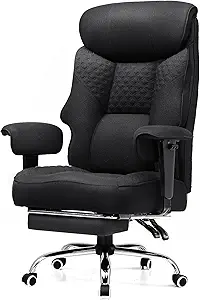 GTRACING Big and Tall Office Chair 400LBS Wide Ergonomic Fabric Deluxe Embossing Designed Gaming Chair with Foot Rest,150°Reclining Adjustable Armrests Pocket Spring Back Support and Pillow