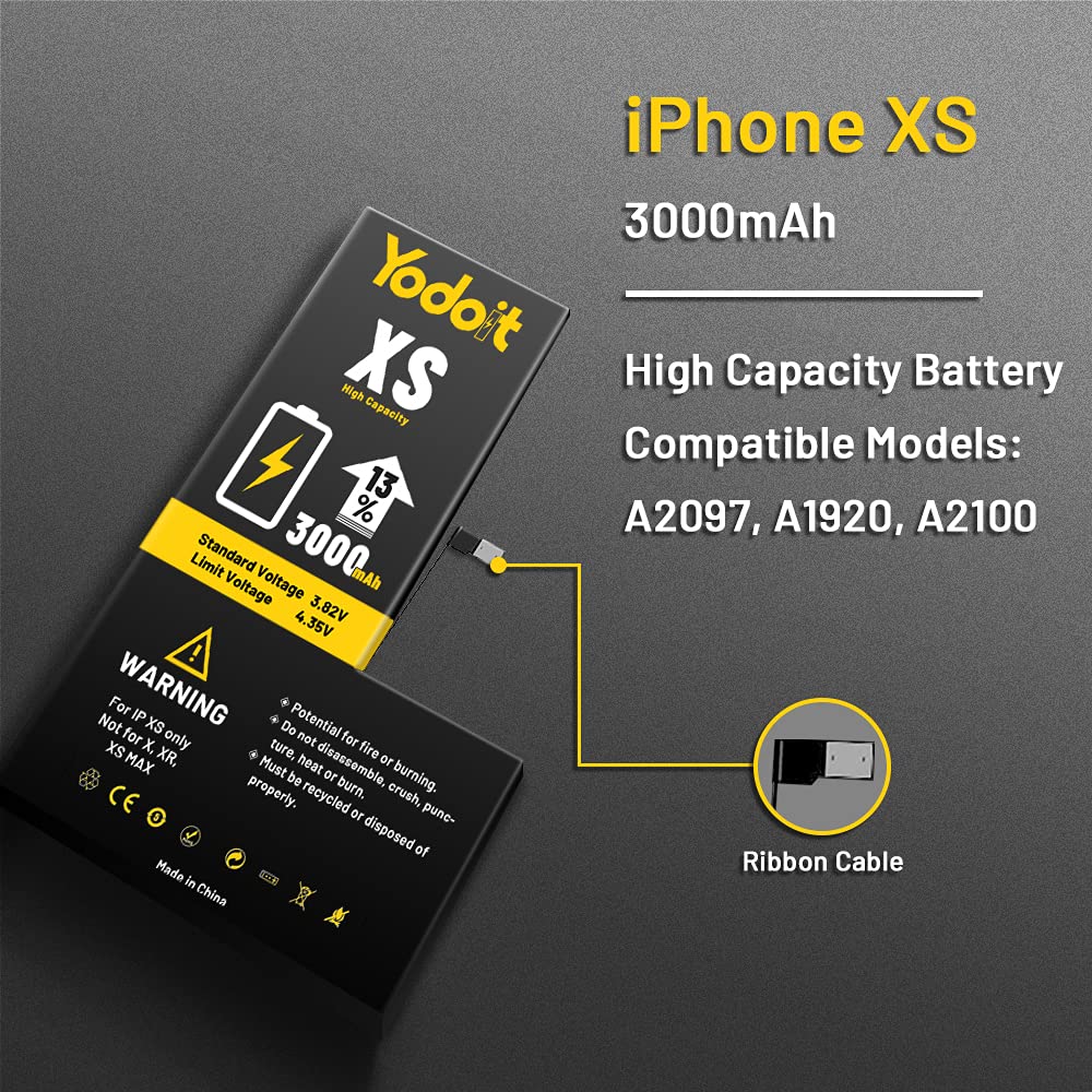 Batteria Per IPhone XS Max 5000 MAh Yodoit - Alta Capacità, Ciclo 0, Con Kit Strumenti Di Batteria Per IPhone XS Max 5000 MAh Yodoit - Alta Capacità, Ciclo 0, Con Kit Strumenti Di