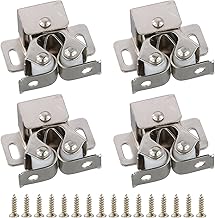 Pack of 4 Pieces Furniture Locks Double Roller Cabinet Door Latch, Door Locks with Screws for All Types of Doors (Silver)