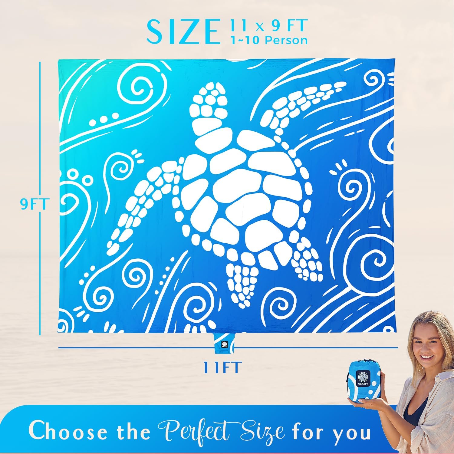 WEKAPO Beach Blanket Waterproof Sandproof Oversized Extra Large Sand Free image 3