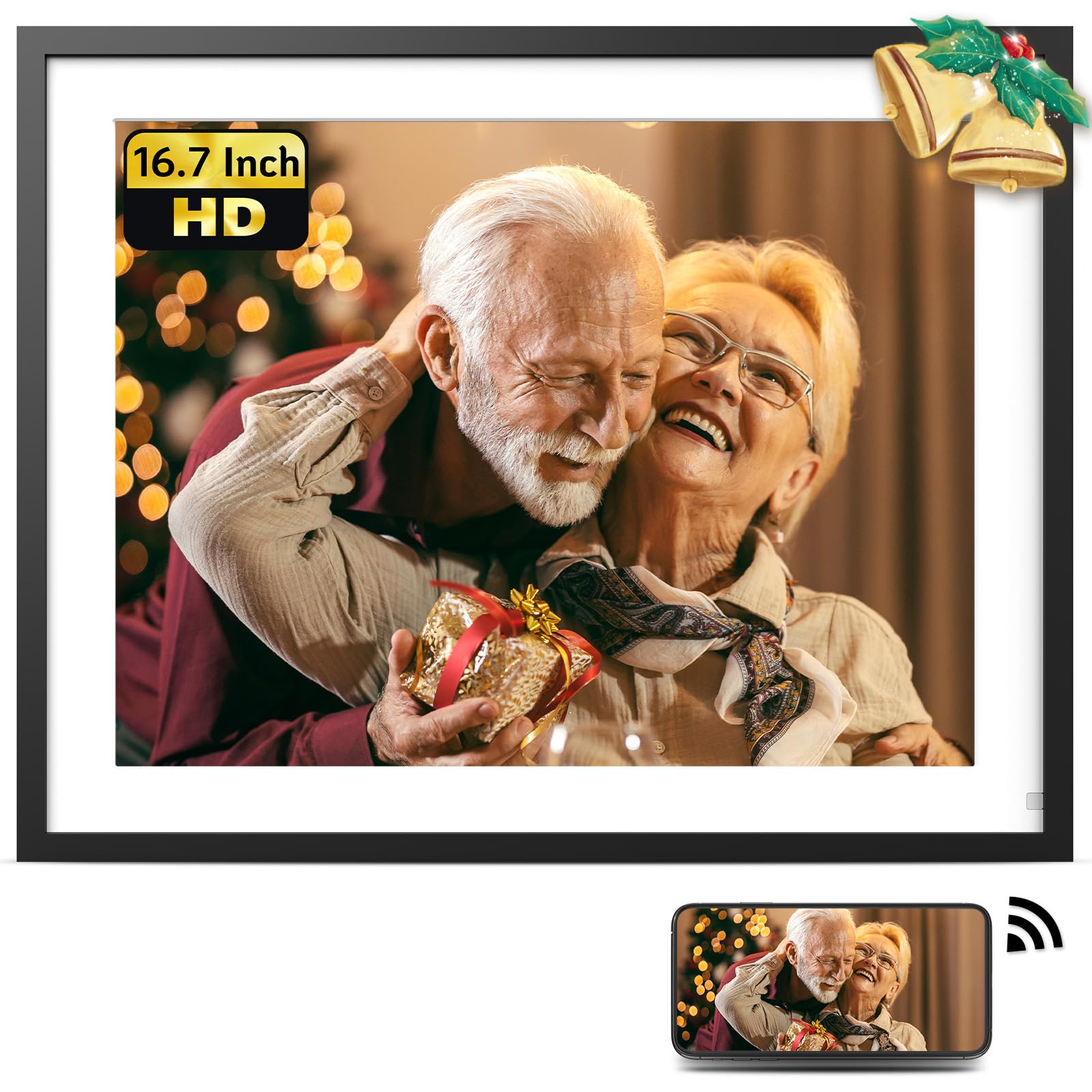 NexFoto 16.7 Inch Extra Large Digital Picture Frame Dual WiFi 32GB Digital Photo Frame HD IPS Touch Screen, Remote Control, Auto-Rotate, Share Photos Video via App & Email, Gifts for Mom Men