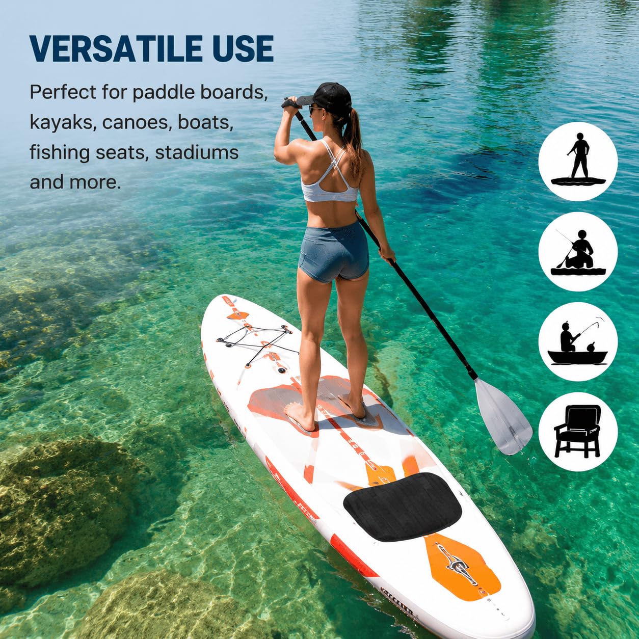 Kajak Sitzkissen Für Aqua Marina Atlas 12'0" 2015-2026,rutschfeste Dicke Sitzauflage Hochdichtem Schaumstoff Komfort Sitzpolster