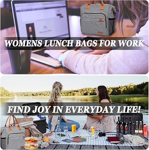 Miniatura 5 de TuErCao Lonchera aislada para mujeres, bolsas de almuerzo para mujer, bolsa de almuerzo reutilizable para adultos, bolsa de mano