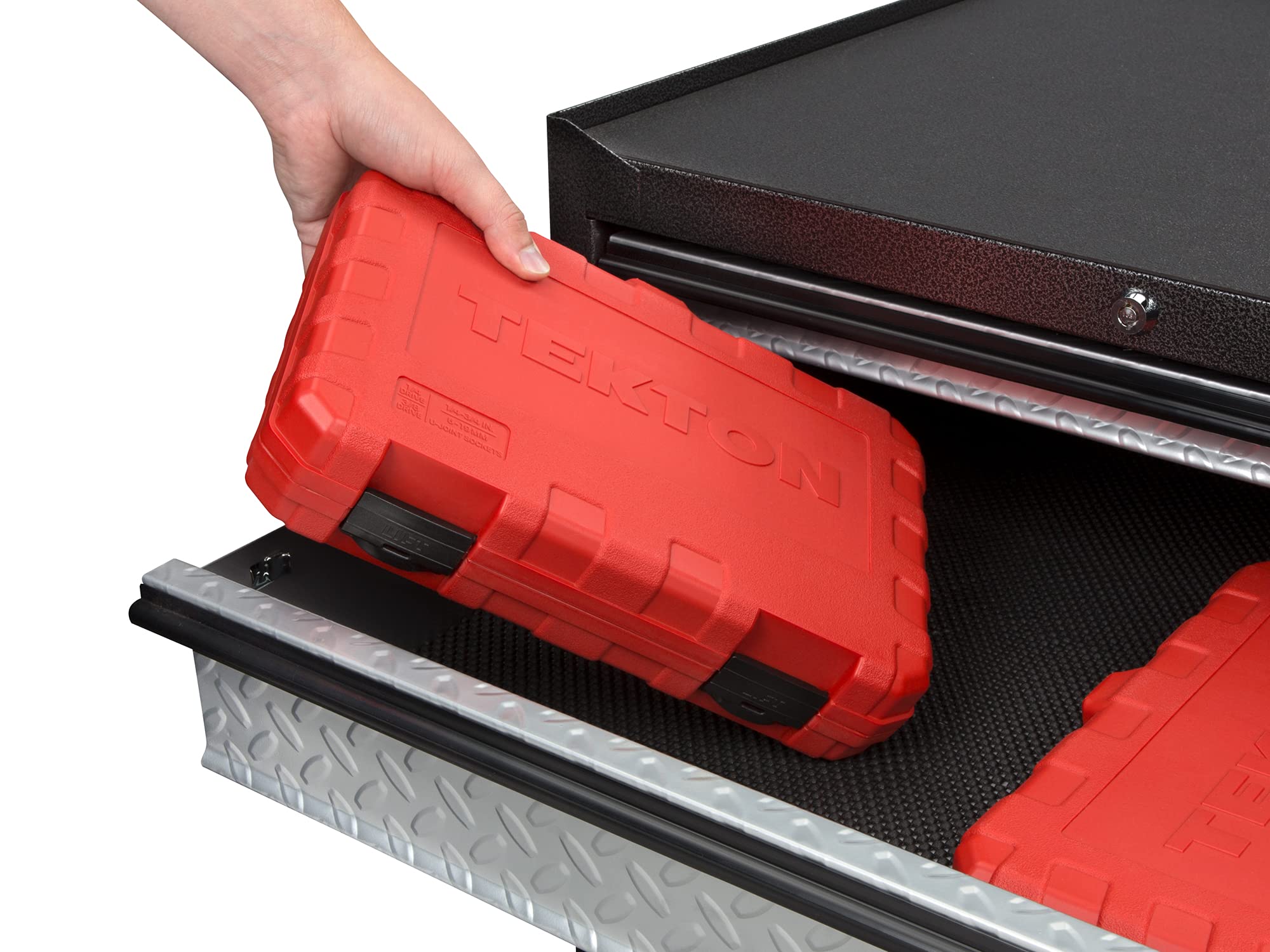 TEKTON Juego de llaves de vaso universales de 6 puntos de 1/4, 3/8 pulgadas con funda, 33 piezas (1/4-3/4 pulgadas, 6-19 mm) | SHD99301