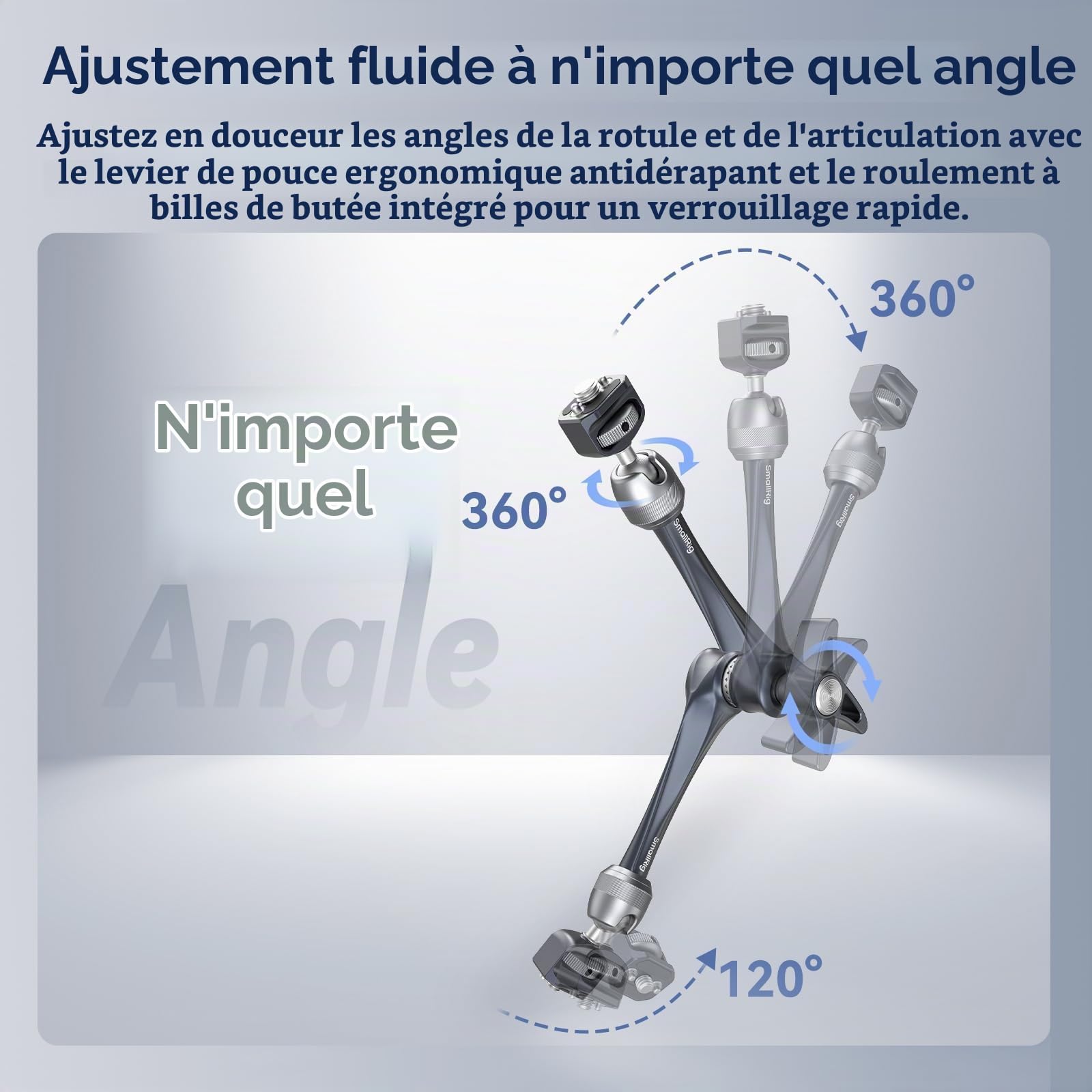 SMALLRIG Bras Magique 11" Rosette, Bras Articulé avec Vis de Positionnement 1/4"-20 et 3/8"-16 pour Arri, Capacité de Charge Maximale 3 kg, pour Caméras, Moniteurs, Lumières LED - 4900