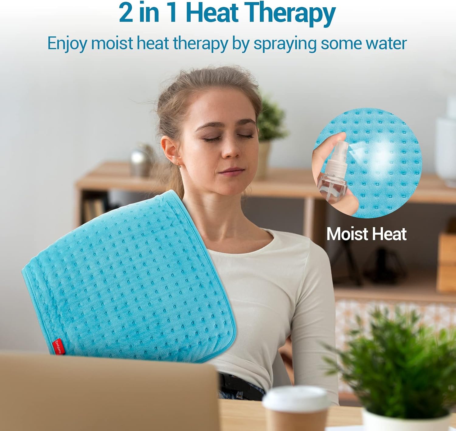 Comfytemp Heating Pad for Back Pain Relief - Electric Heating Pad for Cramps, Moist/Dry Heat, 3 Heat Settings, Auto Shut Off, Stay On, Machine Washable (12"x24")