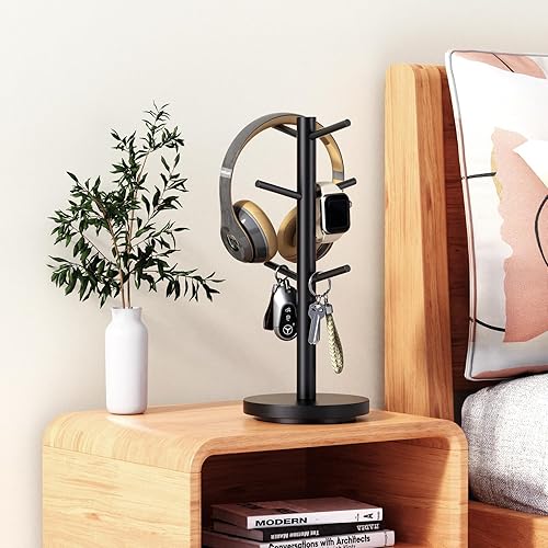 Miniatura 7 de Soporte para taza de café, soporte para taza de café giratorio de 360 mejorado para mostrador, árbol de taza de café de madera, estante para tazas