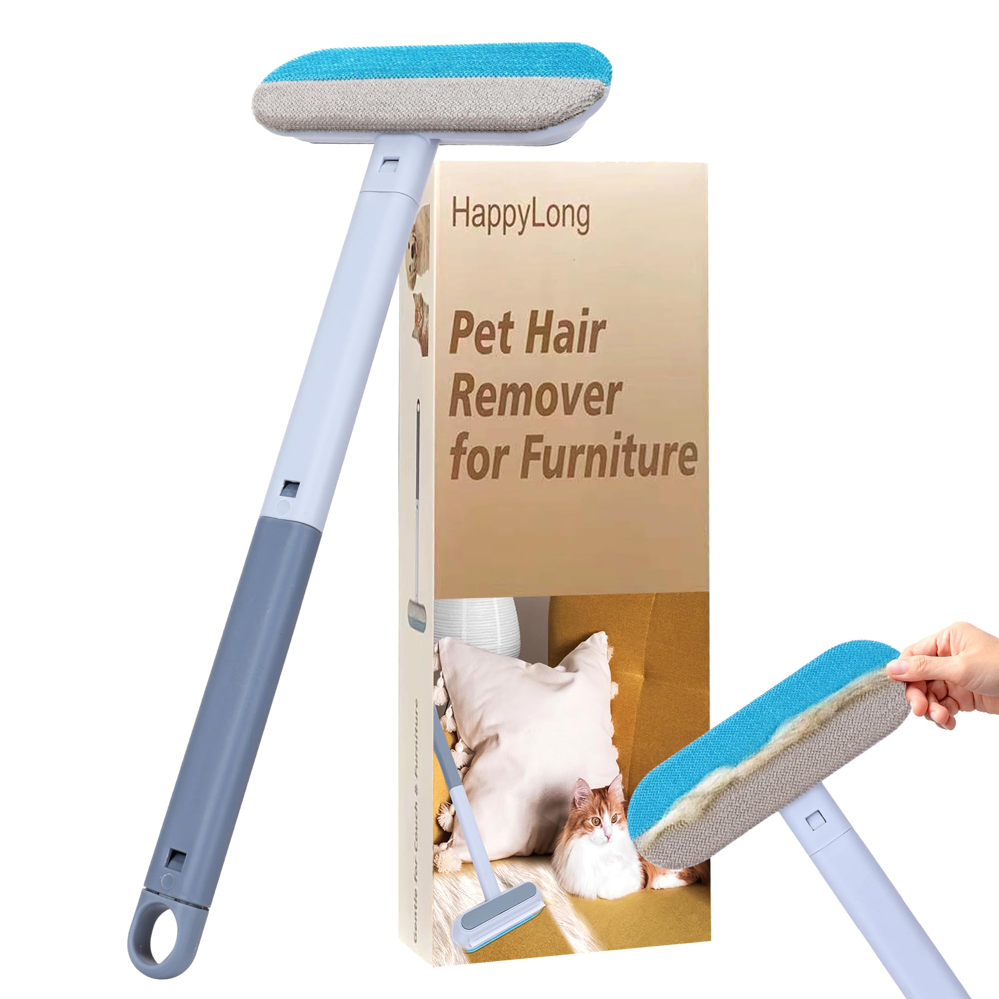 Pet Hair Remover for Furniture, 17.3Inch, Reusable Lint Brush for Dog and Cat Hair - Multifunctional Fur Removal Tool, Gentle on Couches, Carpets, Car Seat, Clothes, Bedding