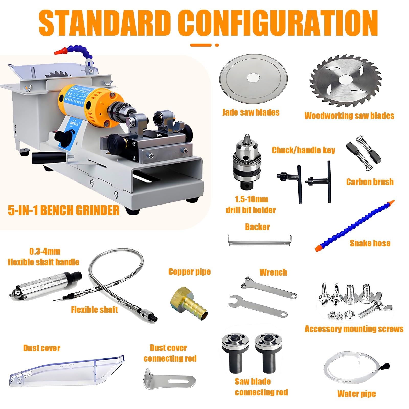 5 en 1: corte, amolado, perforación, pulido, grabado para pequeños estudios | 800-10000 RPM, para materiales delicados como ámbar, piedras blandas y aleaciones de metales preciosos(+Polishing)