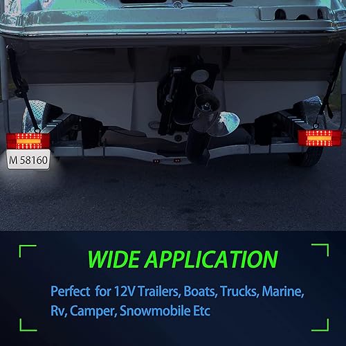 Miniatura 3 de Serlainxin Luces de remolque de barco, kit de luces LED rectangulares de perfil bajo, sellado rojo, IP68, impermeable, luces traseras de remolque de
