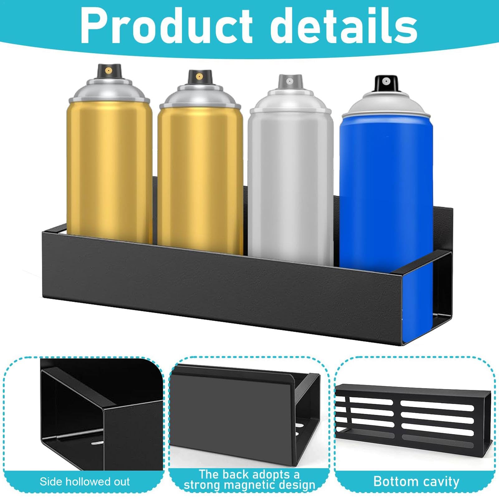 Soporte para latas de taller | 2 piezas Soporte magnético para herramientas de taller | Bandeja magnética para latas de aerosol | Organizador de latas de aerosol móvil | Soporte magnético para latas