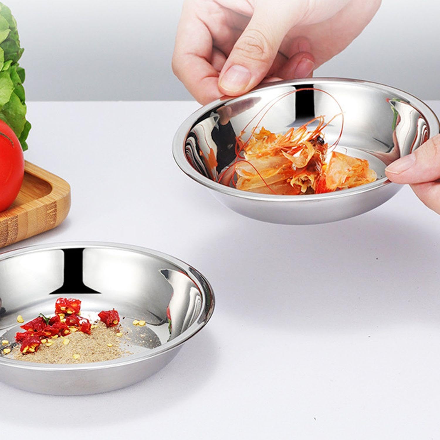 Piattini In Acciaio Inox Da 16 Pezzi, Piattini, Piatti Rotondi, Stoviglie Multiuso, Piatti Infrangibili, Utensili Da Cucina