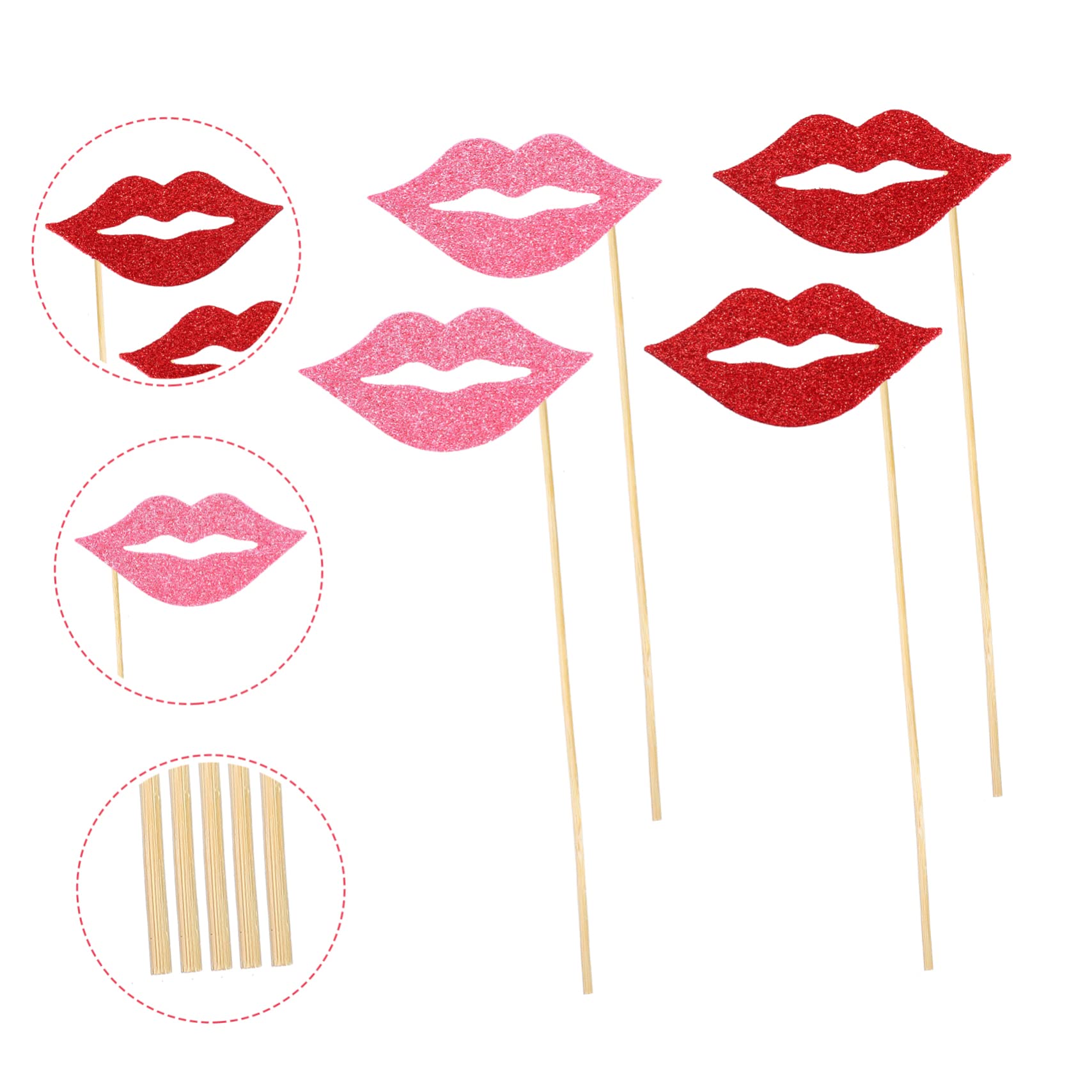 3 Sätze Teiliges Party Fotorequisiten Rote Lippen Handheld Fotobooth Props Für Hochzeit Geburtstag Lustige Dekoration Für Festliche Feiern 40 Stück * 3