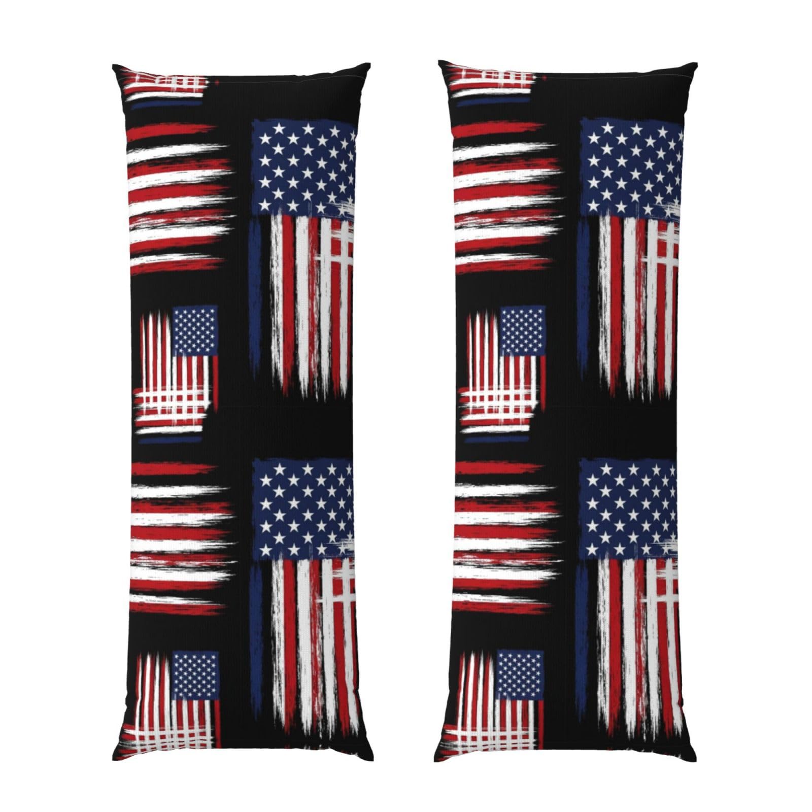 Body Pillow Case 20x54, USA Flag Grunge Old American Flag, Zippered Soft Pillow Cover, Plush Flannel Fabric, Comfortable Cushion Protector for Bedroom Living Room Couch