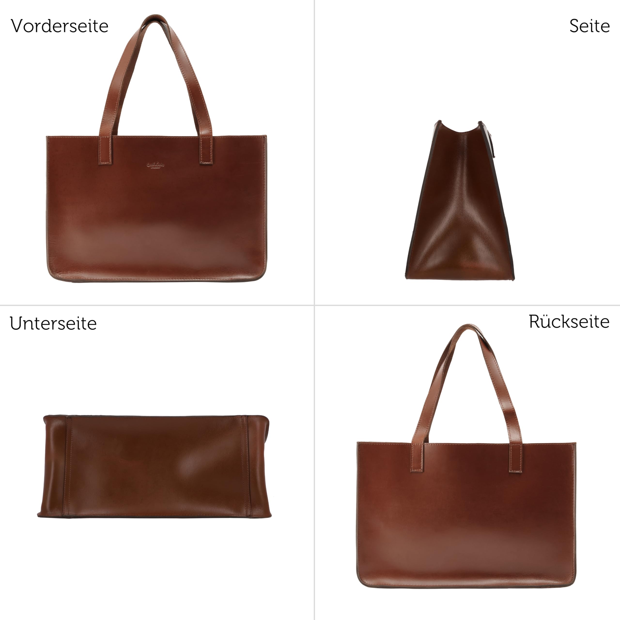 Gusti Leder Handtasche Damen Shopper Agatha – Große Handtaschen für Damen aus Büffelleder mit AirTag-Fach für Uni & Büro – Tote Bag als Schultertasche Damen mit viel Stauraum