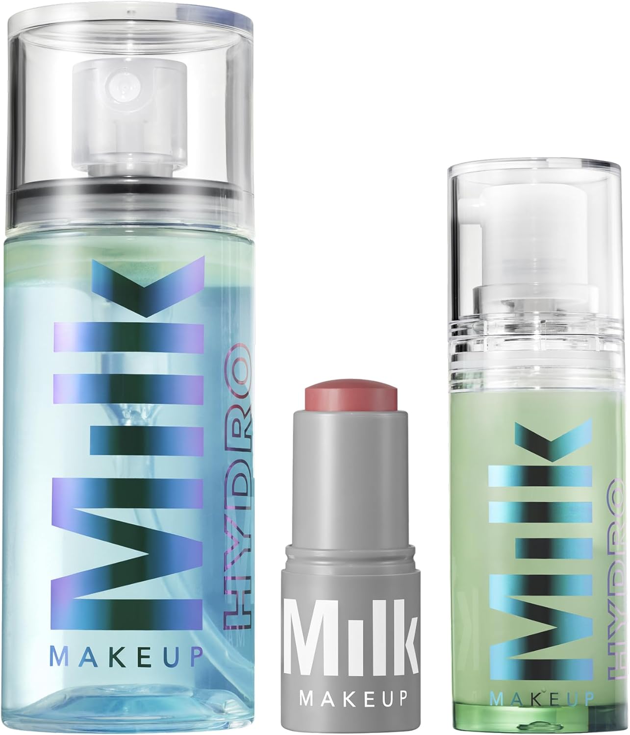 Milk Makeup Mini Must-Haves Set – Includes 12HR Hydrating Face Primer (.33oz) + 12HR Setting Spray for Gripping Makeup (1.69oz) and Multi-Use Cream Blush Stick + Lip Color in Werk (Dusty Rose, 0.10oz)