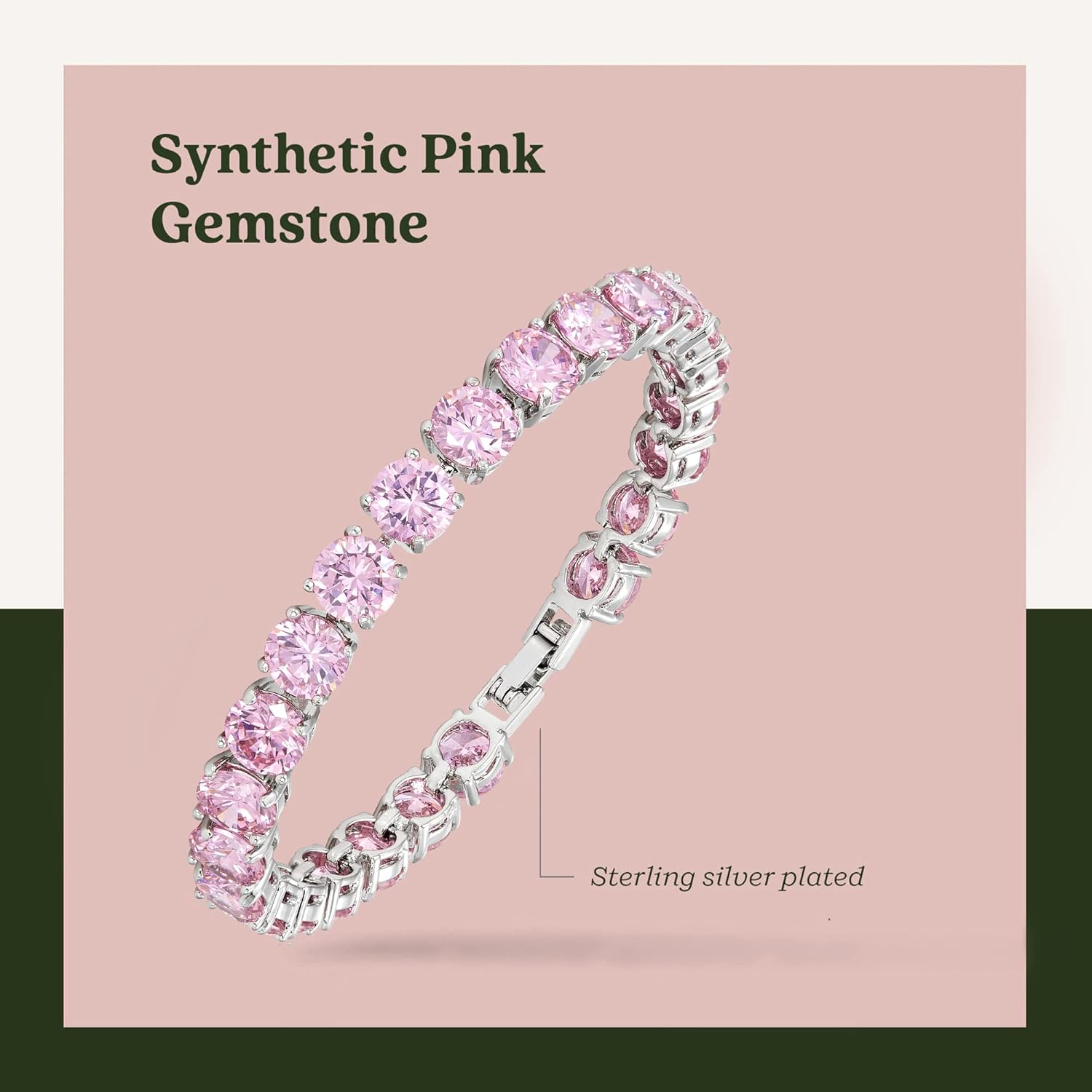 KEZEF Tennis Bracelet for Women, 7mm Round CZ, Silver Plated Brass, 6.5–8 Inch, Fold-Over Clasp - Image 2