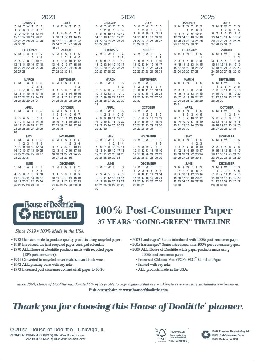 House of Doolittle 2024 Calendar Planner, Monthly, Black Cover, 8.5 x 11 Inches, December - January (HOD26202-24)