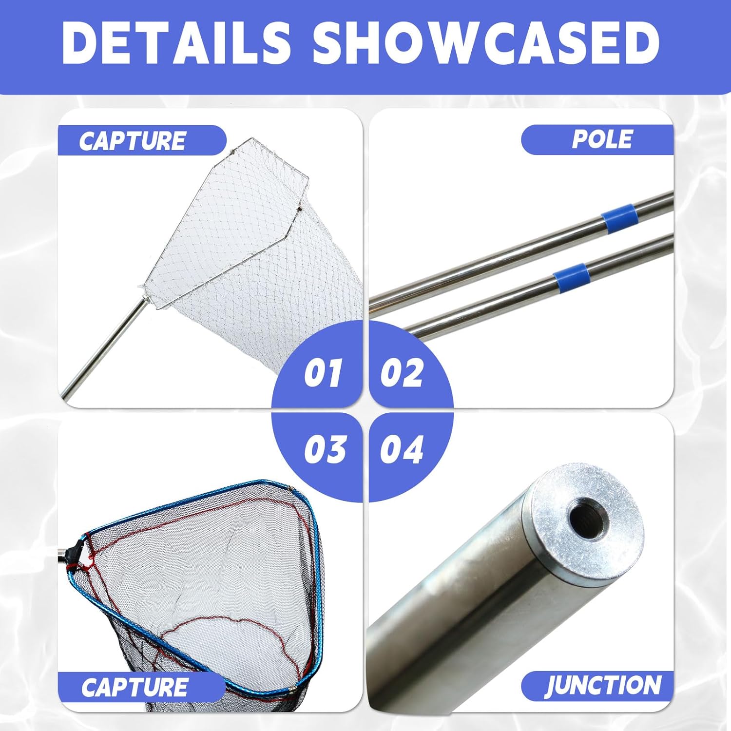 Chicken Net Catchers 2 Piece Set Chicken Supplies Essential Small Animal Catchers for Chicken Coops Stainless Steel Folding Chicken Catchers for Chickens Ducks Fish and Birds