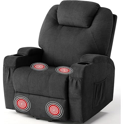 Jocisland Electric Power Lift Recliner Chair with Massage for Elderly, Large Recliner Sofa with Cup Holders, Side Pockets, Fabric Adjustable Accent Chair for Living Room, Gray