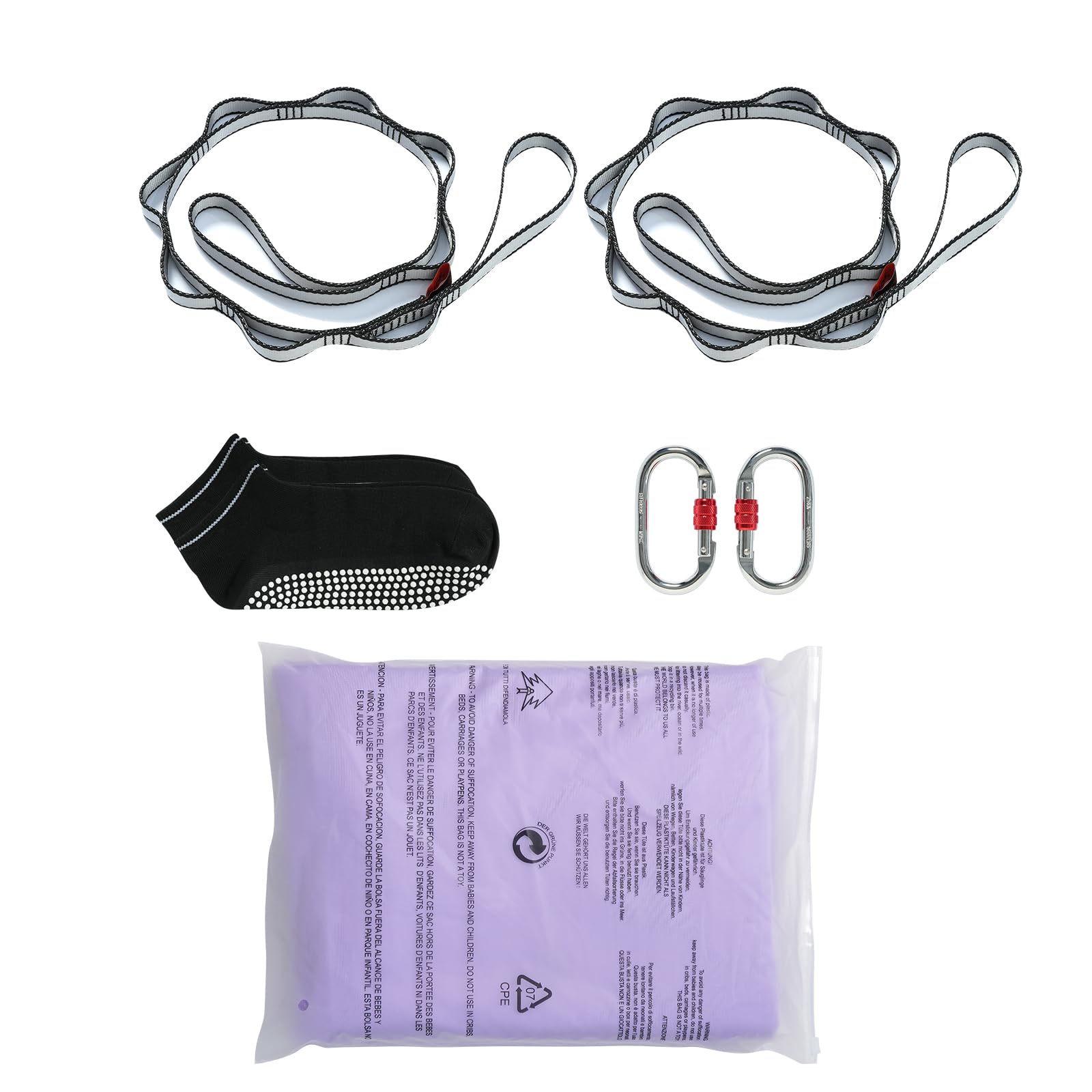 VEVOR Amaca e altalena per yoga aerea, kit per principianti yoga con tessuto in nylon da 100 g/m², installazione semplice, volo antigravità per bodybuilding fitness di tutti i livelli, viola