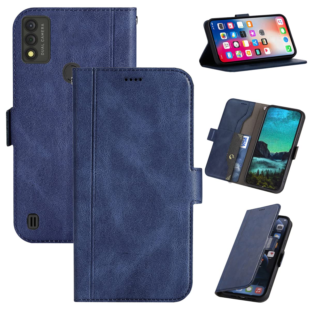 for Wiko Voix Case, Wiko Voix (U616AT) Phone Case, Leather Magnetic Wallet Case with Credit Card Holder Slots Kickstand Feature Flip Folio Wallet Case Cover for Wiko Voix (U616AT), Blue