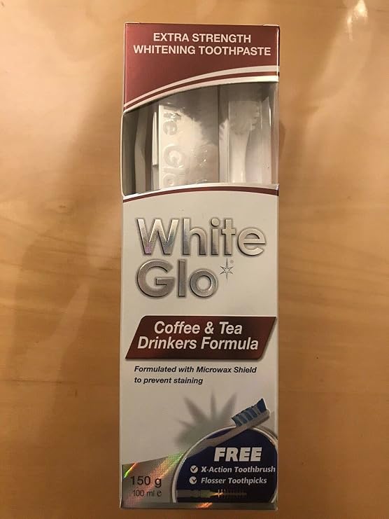 White Glo Premium Coffee & Tea Drinkers Formula Intense Extra Whitening Toothpaste & Toothbrush-100ML New