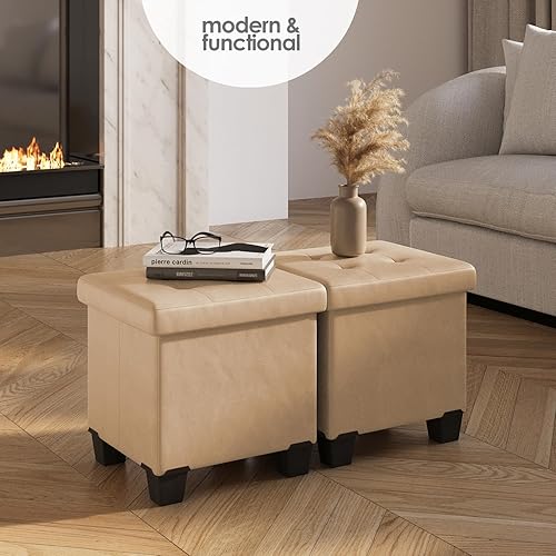 Miniatura 452 de Otomana plegable para dormitorio o sala de estar, con contenedores de almacenamiento, reposapiés para el extremo de la cama, soporta hasta 660 lb,