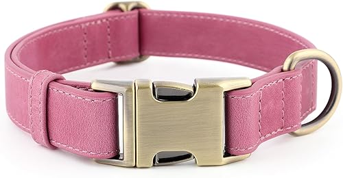 Miniatura 19 de Collar de piel genuino para perros de Plutus Pet – Collar ajustable para mascotas con hebilla de metal de liberación rápida, piel suave y real para