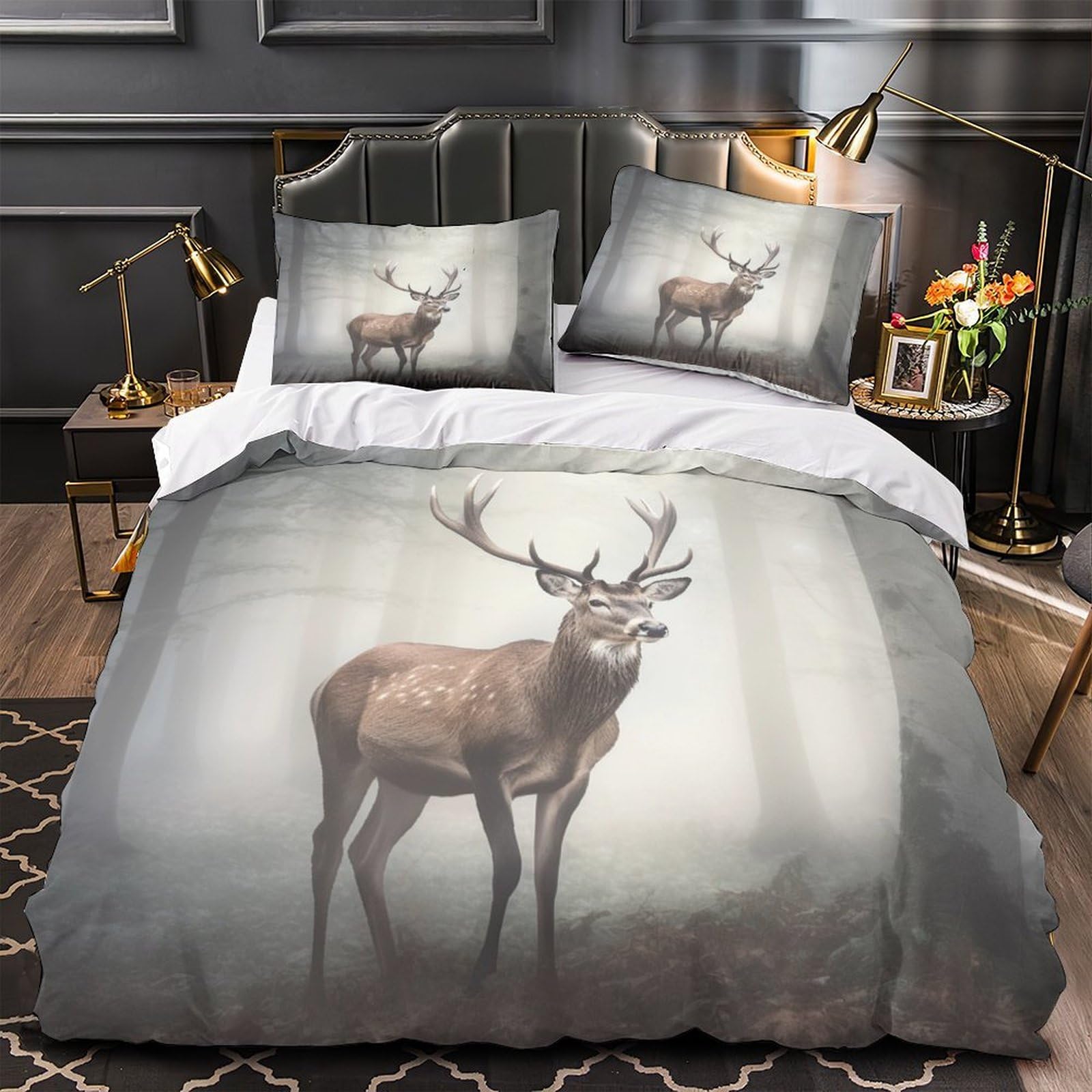 Housse de couette animaux de la forêt 260x220 hypoallergénique avec fermeture éclair