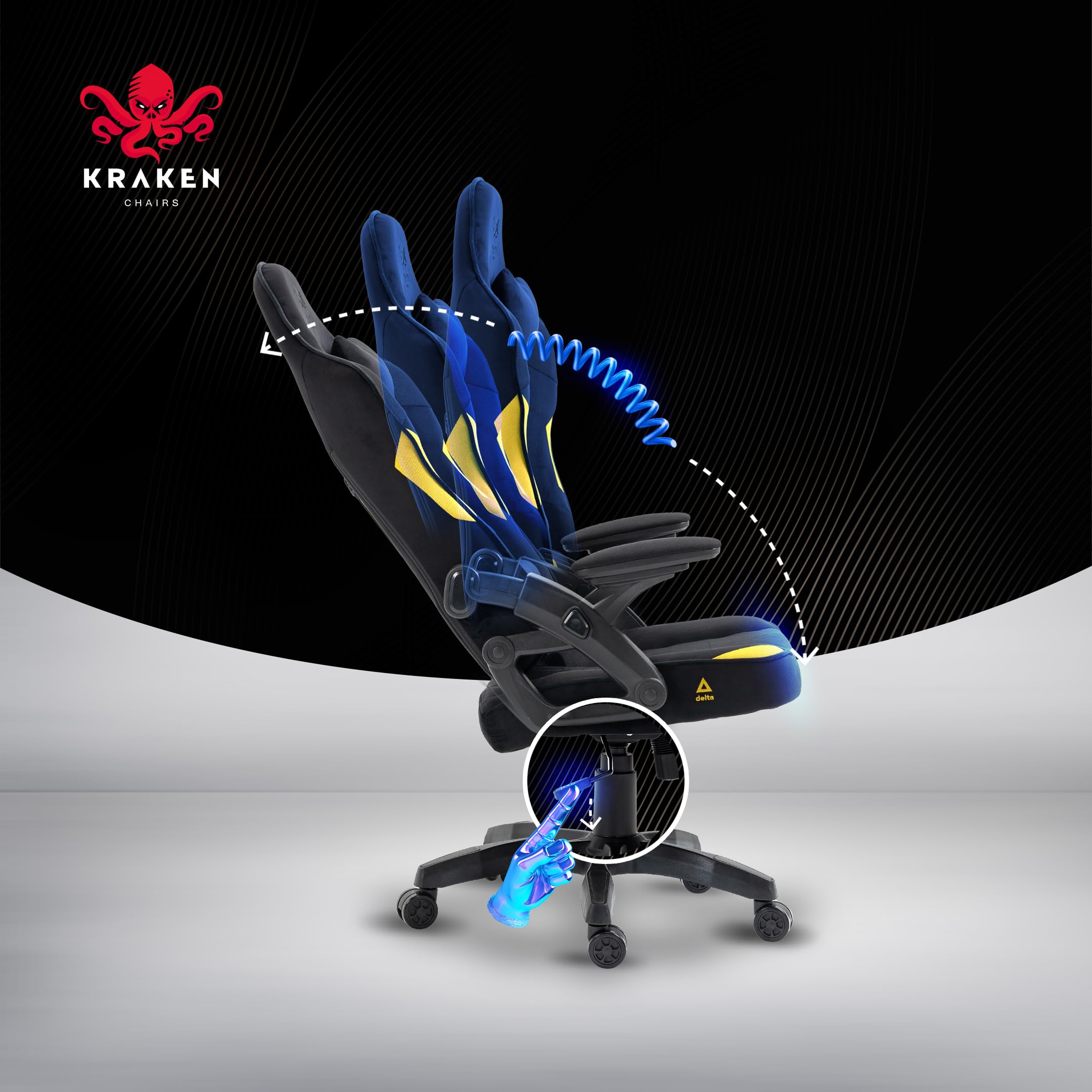 Sedia Gaming Tessuto Velluto - Giallo Poltrona Gaming Ergonomica Con Cuscino Lombare, Poggiatesta, Braccioli 2D E Dondolo, Sedia Ufficio Con Schienale 120°, Portata 130 kg