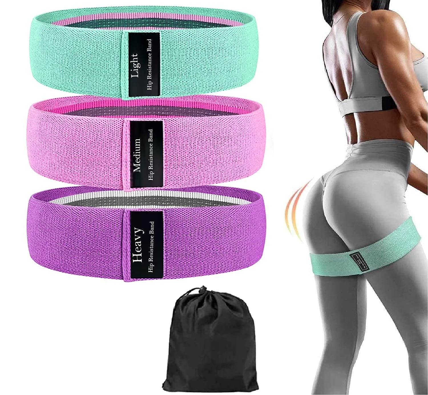 R Runilex Fabric Resistance Loop Bands for Exercise and Workout Non Slip Hip Booty Bands for Squats, Legs, Thigh, Glutes and Butt for Men/Women (Pack of 3) (B09BD8TQ5M) Amazon Price History, Amazon Price Tracker