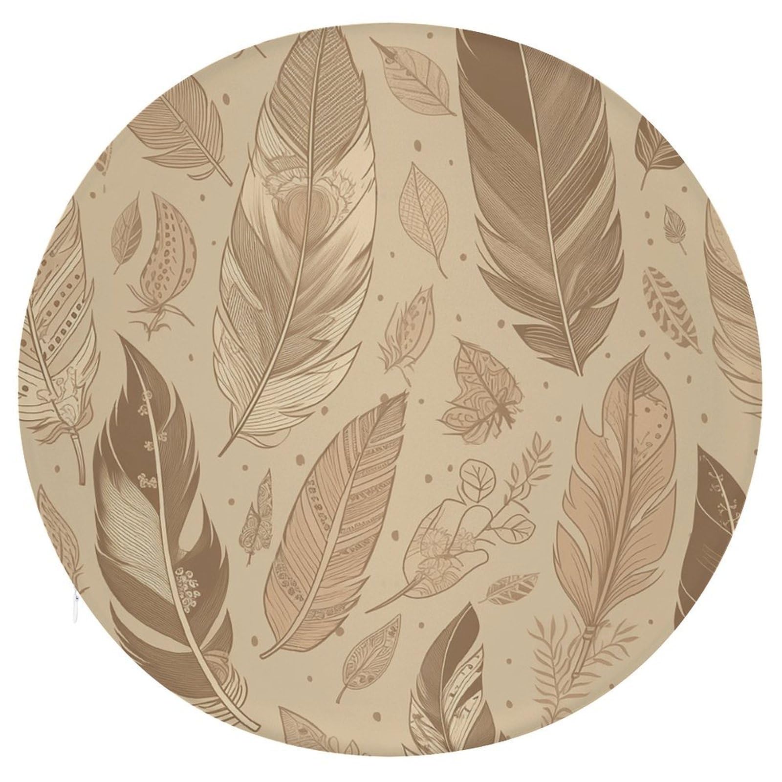Wsoihfec Style Beige Leaf Pattern Seat Cushion Round Chair Pad