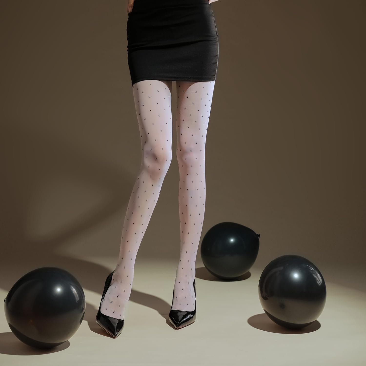 Women’s Ultra Sheer Pantyhose Polka Dots Tights Patterned High Waist Stretchable Footed Plus Size Stockings - Image 4