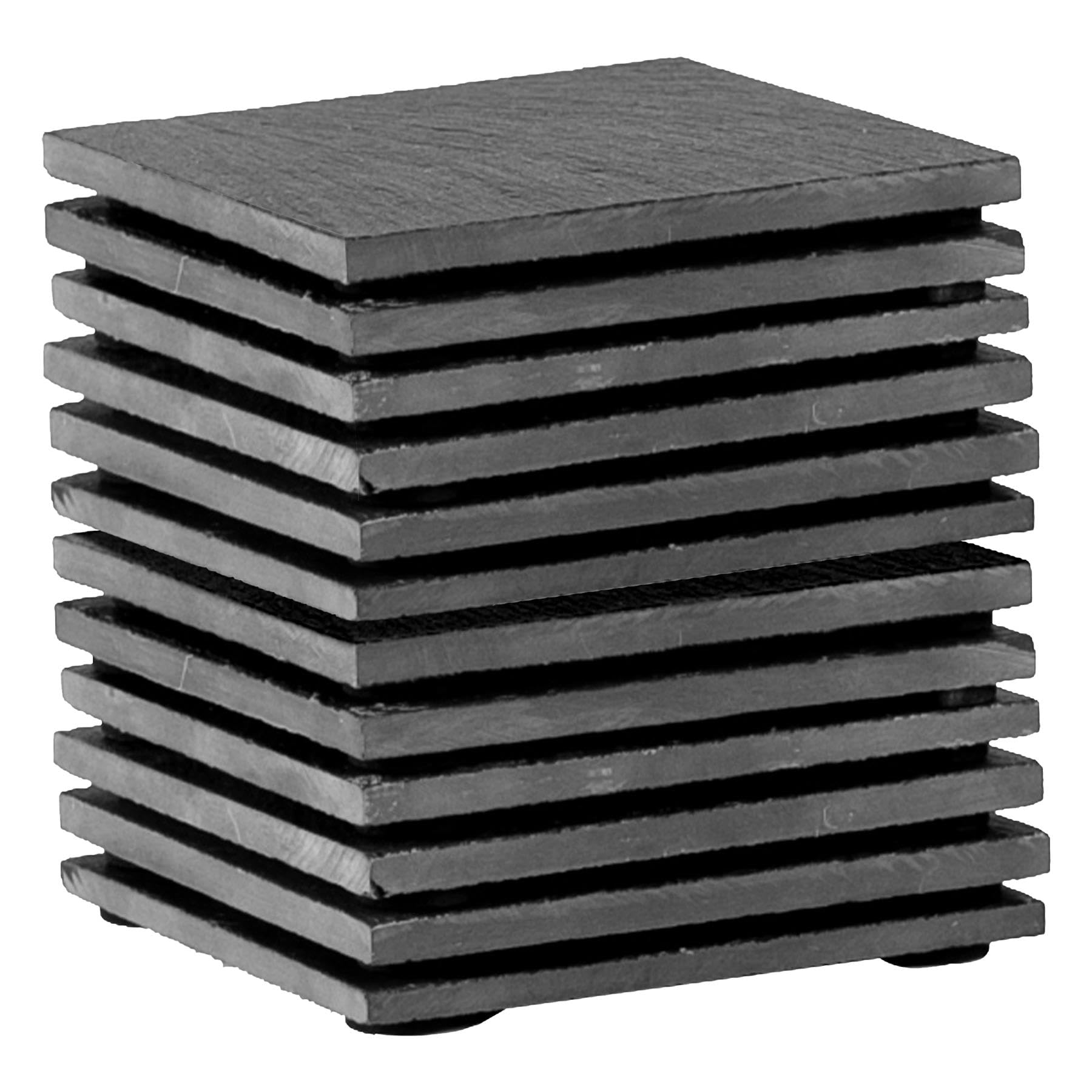 Argon Tableware Linea Coasters - 10cm - Natural Slate - Black