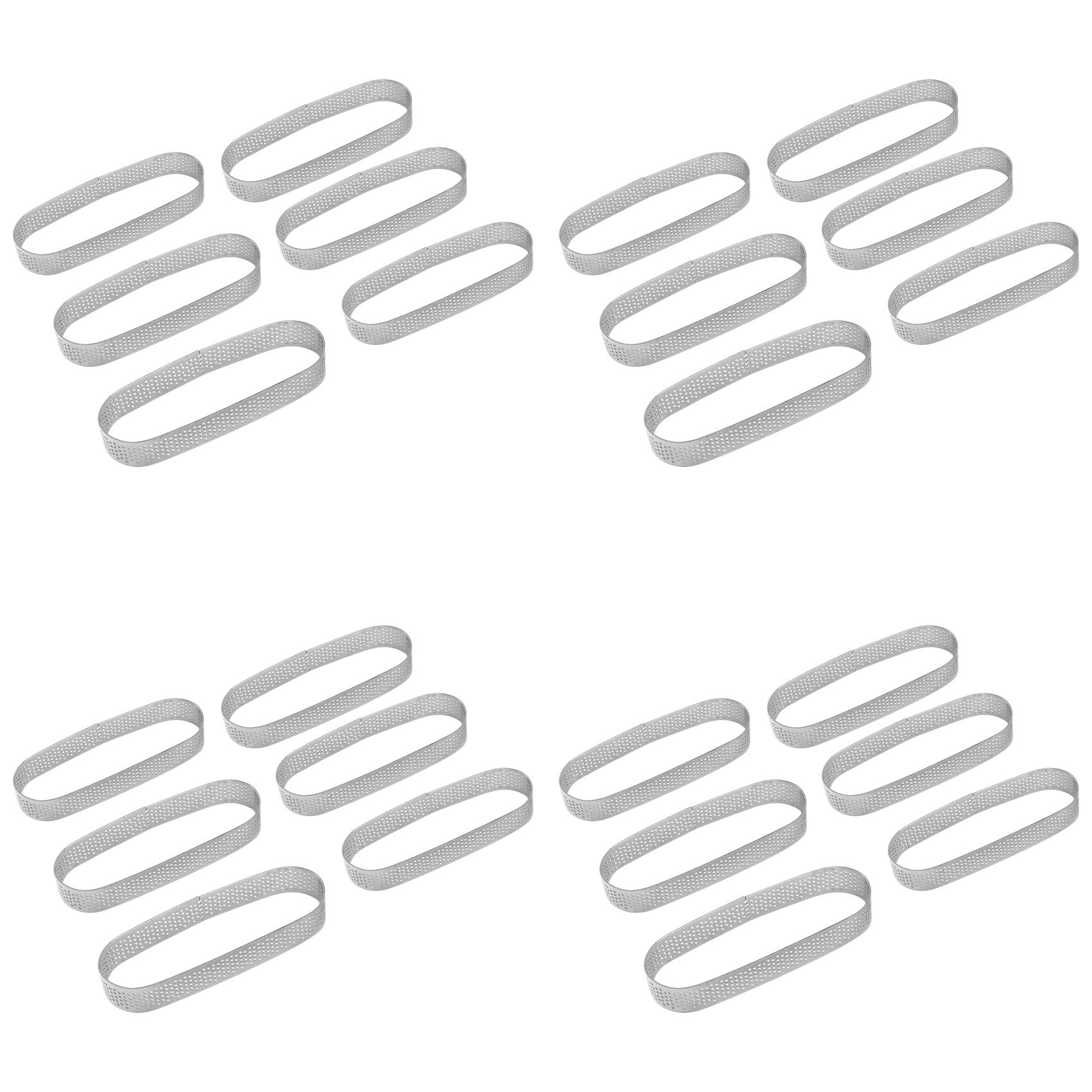 Hndhbfgrt 24PCS Oval Tart Ring Stainless Steel Perforated Mold Mousse Ring French Dessert Cake Decorating Mousse Mould Bakeware