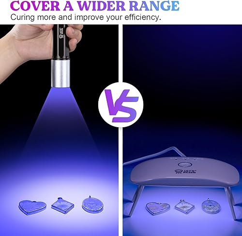 Miniatura 7 de LET'S RESIN Luz UV para curado de resina, mini linterna UV portátil de 365 nm, luz negra, secado más rápido, impermeable, lámpara UV recargable para
