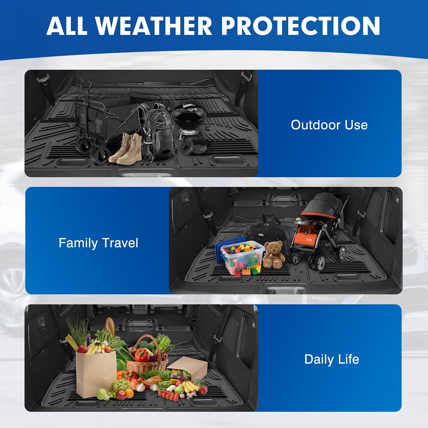 Mixsuper Cargo Liner for Honda Odyssey 2018-2024 2025 2026, All Weather Trunk Mat Backrest Mat TPE Back Seat Cover Protector for Odyssey Accessories