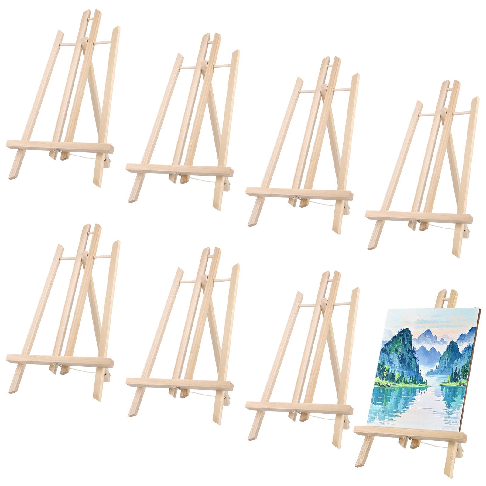 MUKSEUT 8 caballetes de mesa de 40 x 24 cm para pintar, soporte de madera ajustable, soporte de lona, caballete de exhibición de madera para pinturas, dibujos, fotos enmarcadas, carteles
