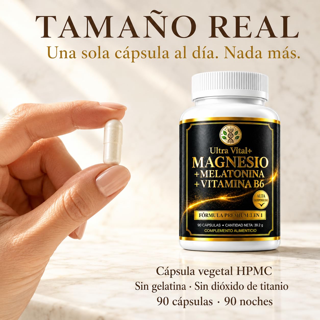 Pack Día y Noche Ultra Vital+ | Magnesio Bisglicinato/Glicinato con Melatonina 1,8 mg y Vitamina B6 + NAD Resveratrol Puro 1000 mg con Trans-Resveratrol | Sin Cafeína, para Dormir | 150 Cápsulas
