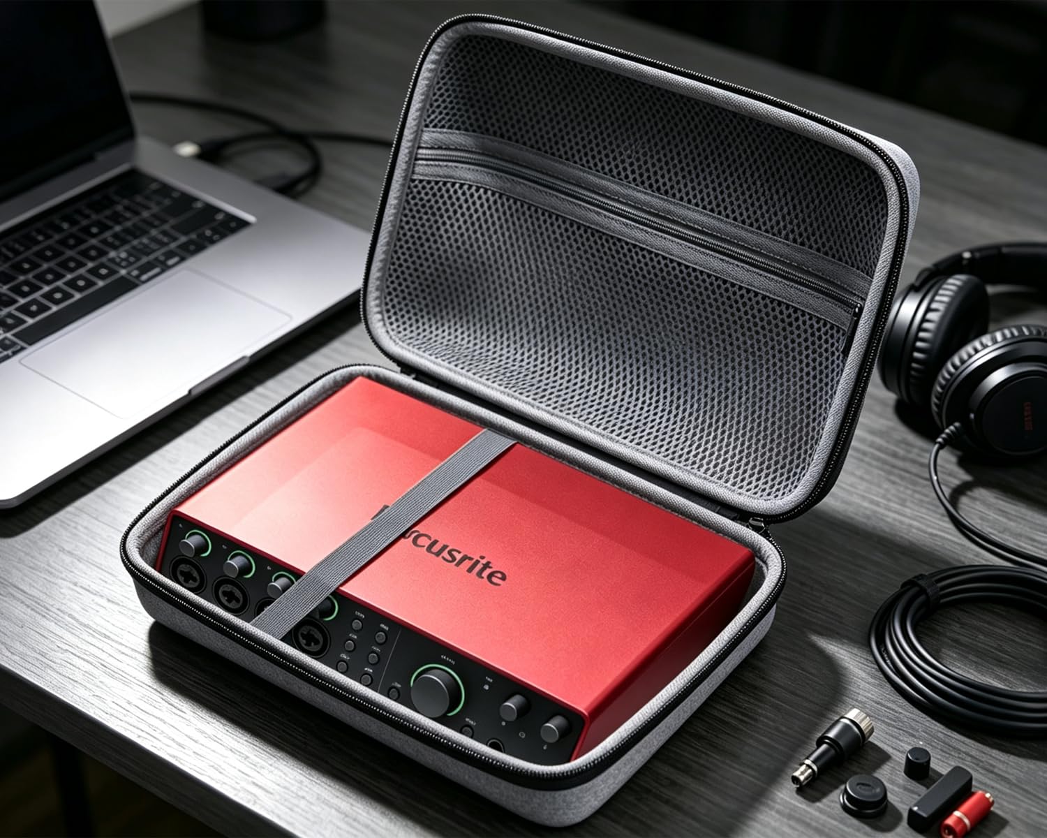 Custodia protettiva rigida da viaggio compatibile con interfaccia audio USB Apollo x4 / Focusrite Scarlett 18i8 / 8i6 / 18i16, nero e grigio (solo custodia)