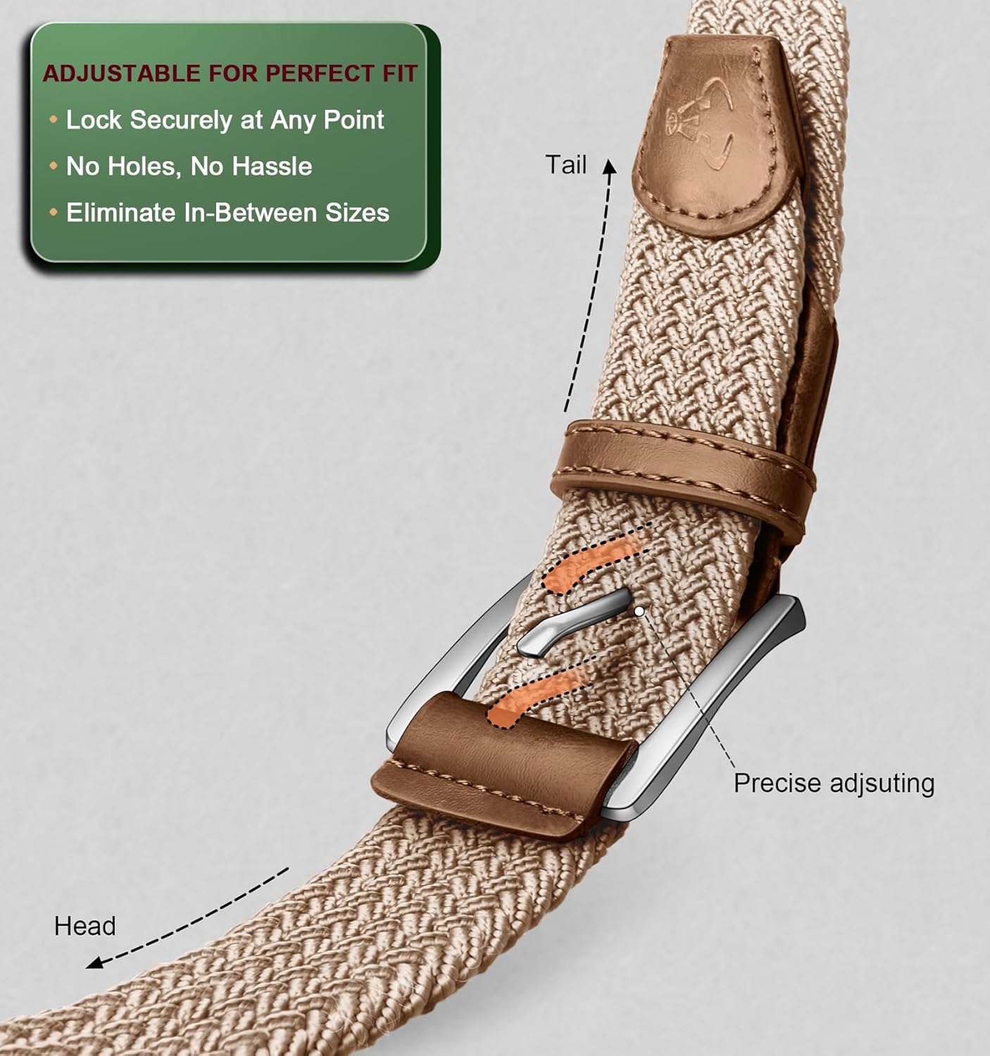 BULLIANT Stretch Belt Men,Mens Gift Woven Braided Web Belt 1 3/8 for Golf Casual Pants Shirts Jeans - Image 3